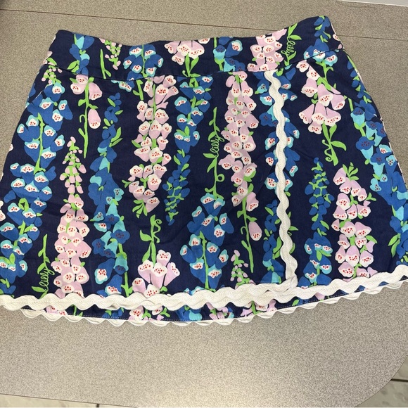 Lilly Pulitzer Skort/Skirt Blue Floral Print Sz 0 - Picture 6 of 9